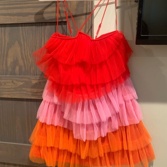 Fiesta dress - pink red orange - tulle dress size small - worn once - fun dress - Picture 2 of 2